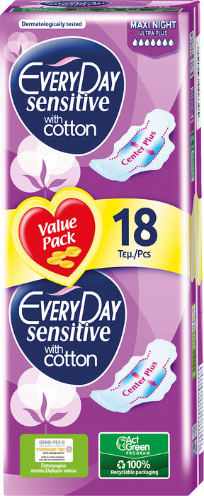Дамски превръзки Sensitive Maxi Night, 18 бр