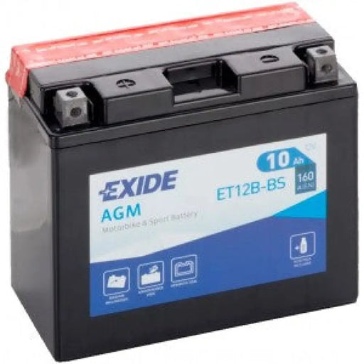 EXIDE BIKE AGM YT12B-BS 10AH 160A 12V L+