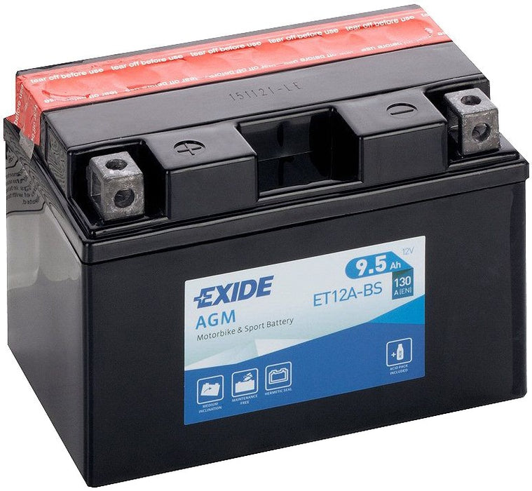 EXIDE BIKE AGM ET12A-BS 9.5AH 130A 12V L+