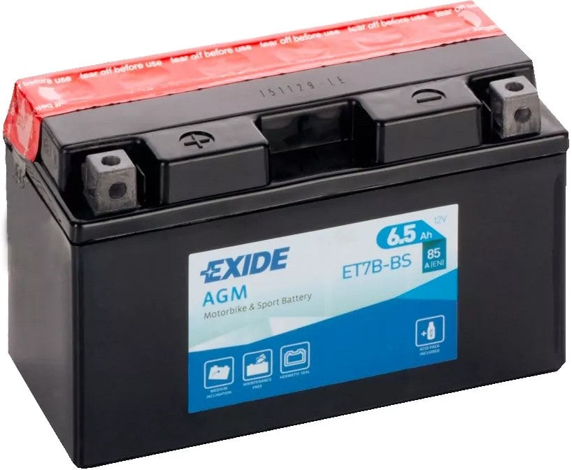 EXIDE BIKE AGM ET7B-BS 6.5AH 85A 12V L+