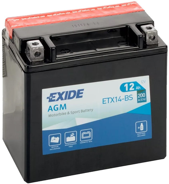 EXIDE BIKE AGM ETX14-BS 12AH 200A 12V L+