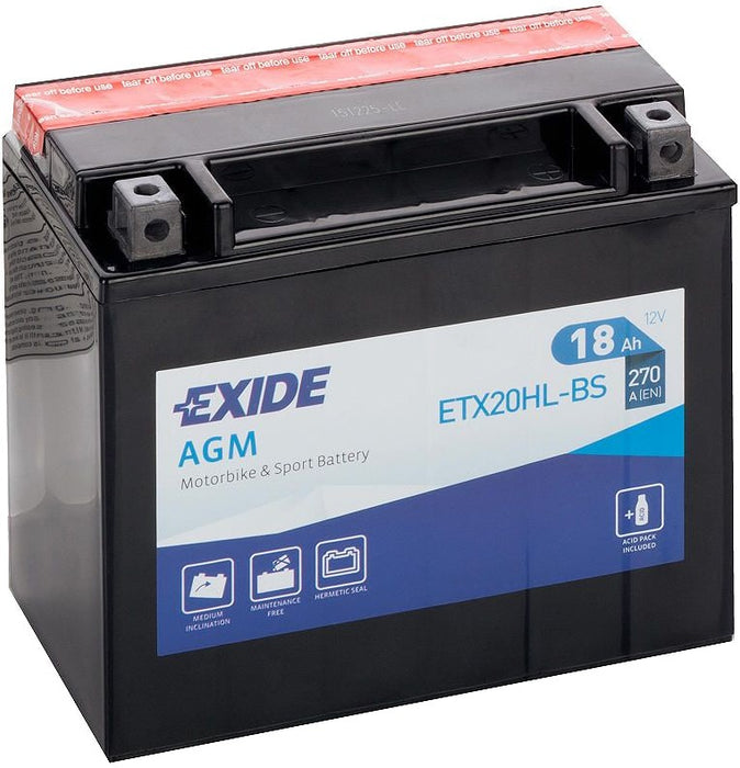 EXIDE BIKE AGM ETX20HL-BS 18AH 270A 12V R+