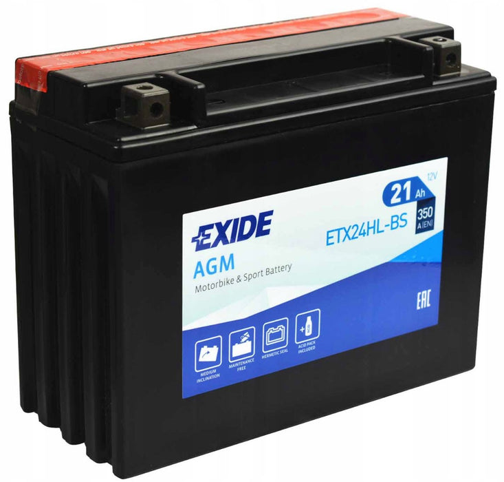 EXIDE BIKE AGM ETX24HL-BS 21A 350A R+