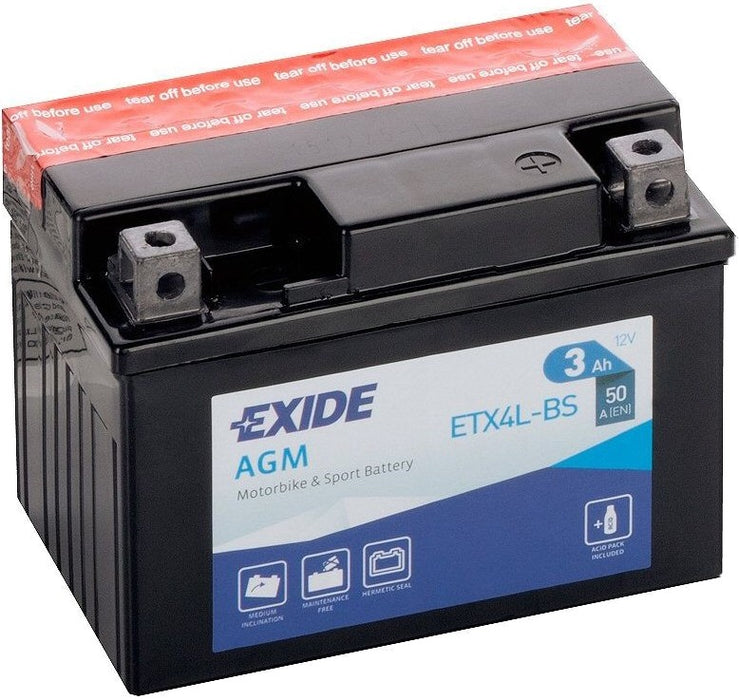 EXIDE BIKE AGM ETX4L-BS 3AH 50A 12V R+