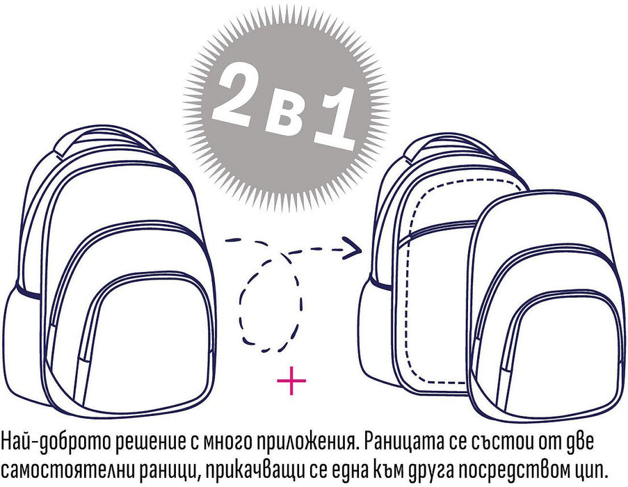 Ученическа раница Explore 2 в 1 - Hearts
