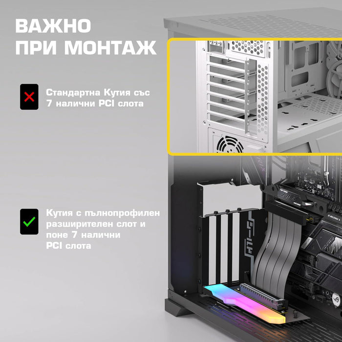 НЕАКТИВЕН - Брекет за вертикален монтаж на GPU EZDIY-FAB RGB PCIe 4.0 Riser Cable 90&deg;