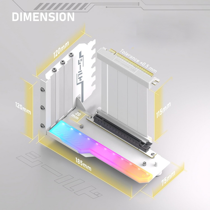 НЕАКТИВЕН - Брекет за вертикален монтаж на GPU EZDIY-FAB RGB PCIe 4.0 Riser Cable 90&deg;