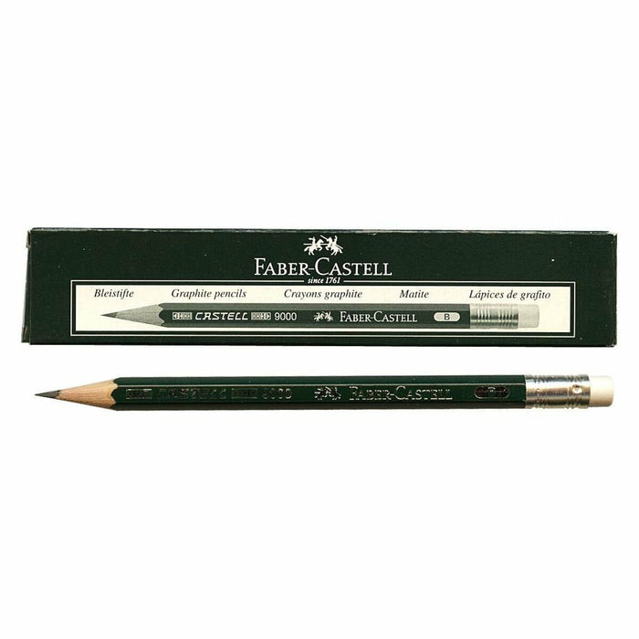 Молив с Гума за Триене Faber-Castell 9000 B Шестоъгълен B (3 броя)