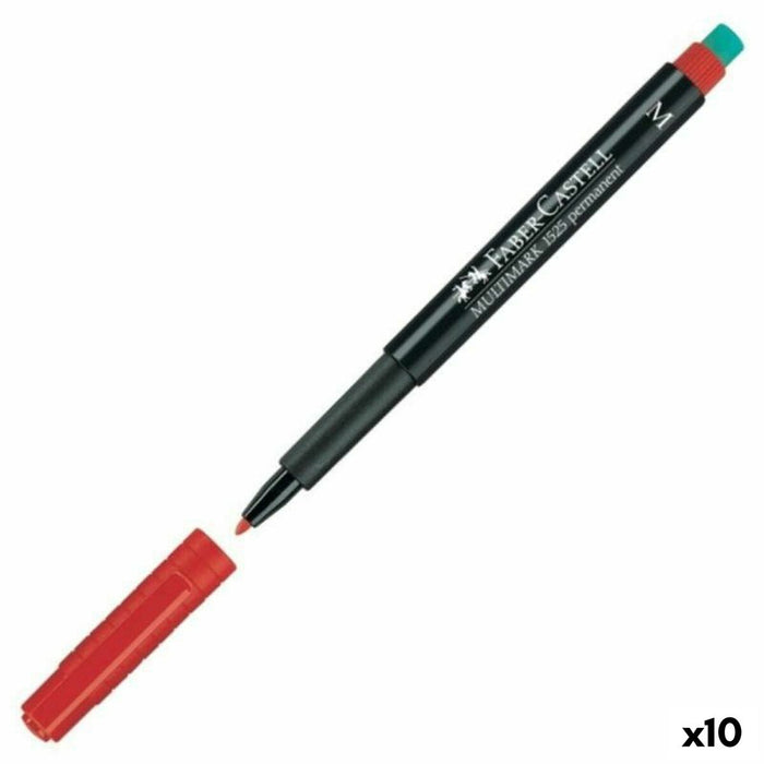 Перманентен флумастер Faber-Castell Multimark 1525 M Червен (10 броя)