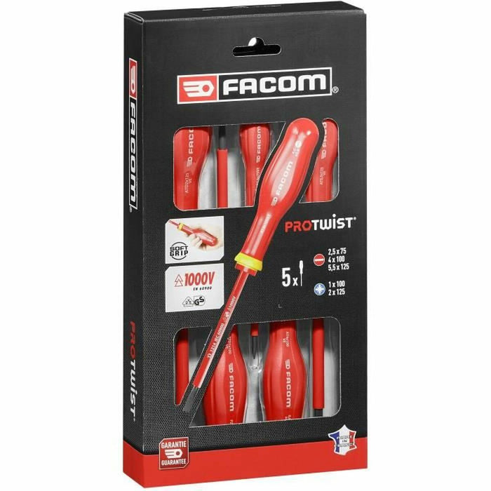 Комплект Отвертки Facom Protwist Isolated 1000V AT5VE.PB Плосък Pozidriv 5 Части