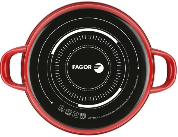 Тенджера Fagor - Optimax, 5.8 L, червена