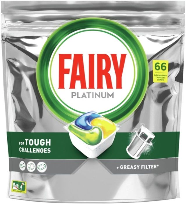 Таблетки за съдомиялна Fairy - Platinum, Lemon, 66 броя
