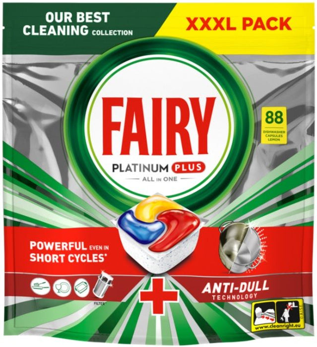 Таблетки за съдомиялна Fairy - Platinum Plus, Lemon, 88 броя