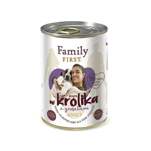 FAMILY FIRST Възрастен заек с круша - Мокра храна за кучета