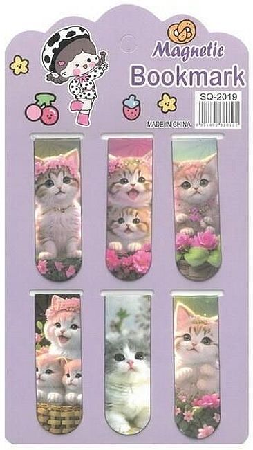 Магнитни книгоразделители Fandy - Котки, 6 броя