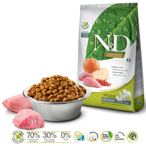FARMINA N&D PRIME DOG WILD BOAR AND APPLE ADULT MEDIUM &