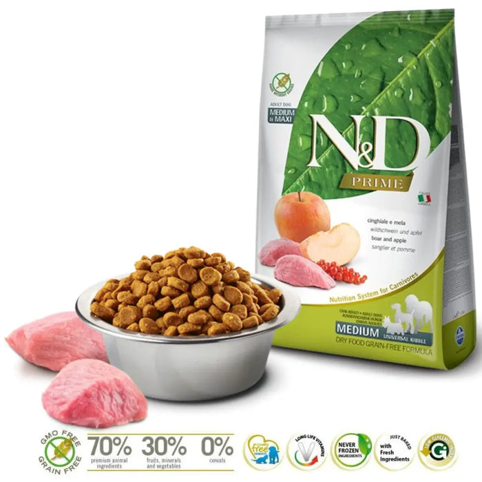 FARMINA N&D PRIME DOG WILD BOAR AND APPLE ADULT MEDIUM &