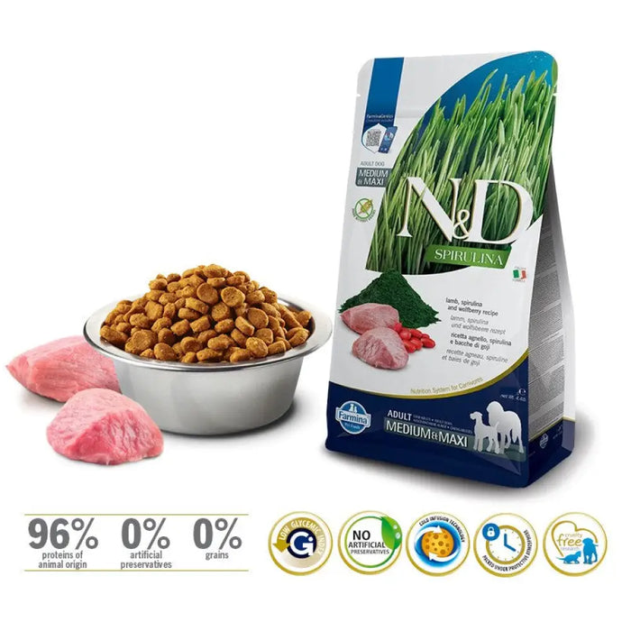 FARMINA N&D Spirulina Lamb Adult MED/MAXI - суха храна