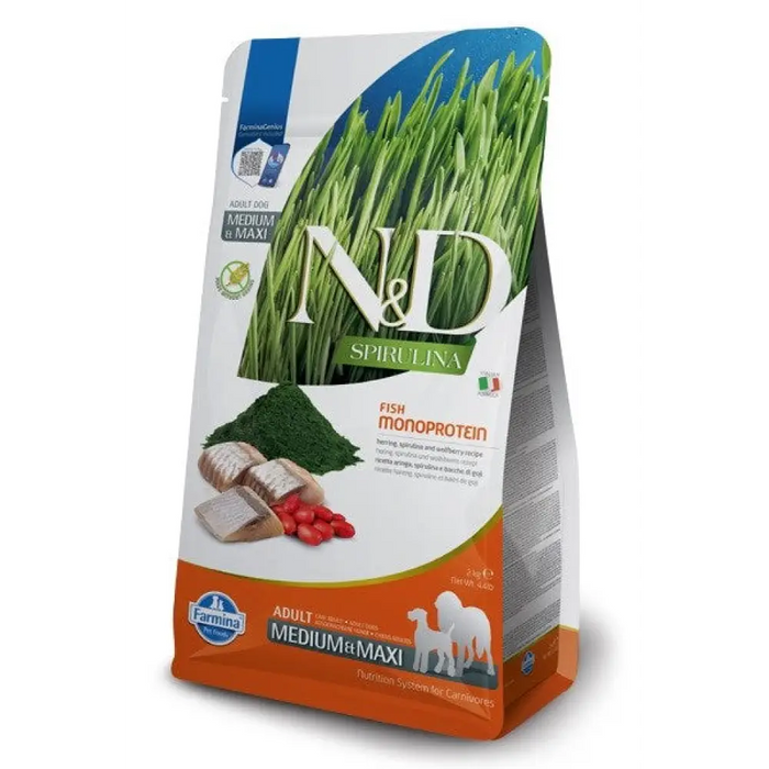 FARMINA N&D Spirulina Herring Adult Med/Maxi - суха храна