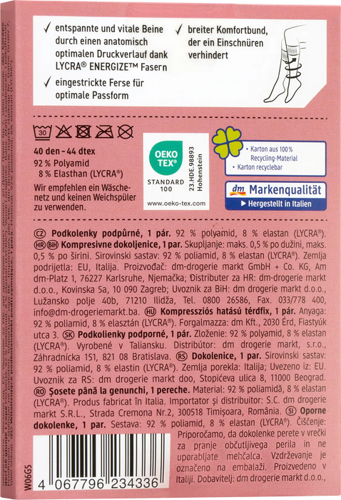 Чорапи до коленете с компресия 40 DEN, черни, 39-42, 1 Чифт