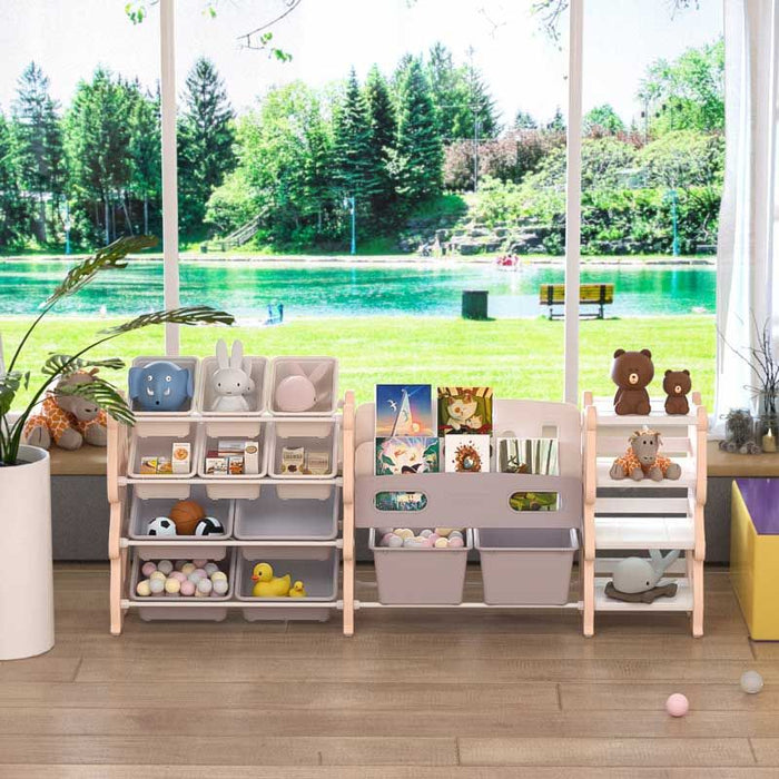 Комбиниран скрин за играчки и книги Feelkids - Розово мече