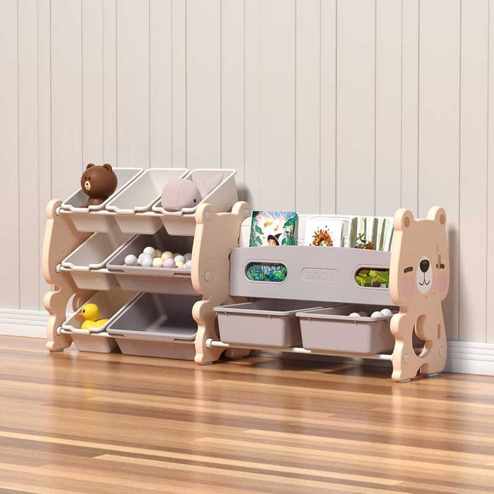 Комбиниран скрин за играчки и книги Feelkids - Розово мече