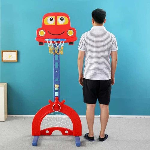 Интерактивен баскетболен кош Feelkids - 6 в 1, червен