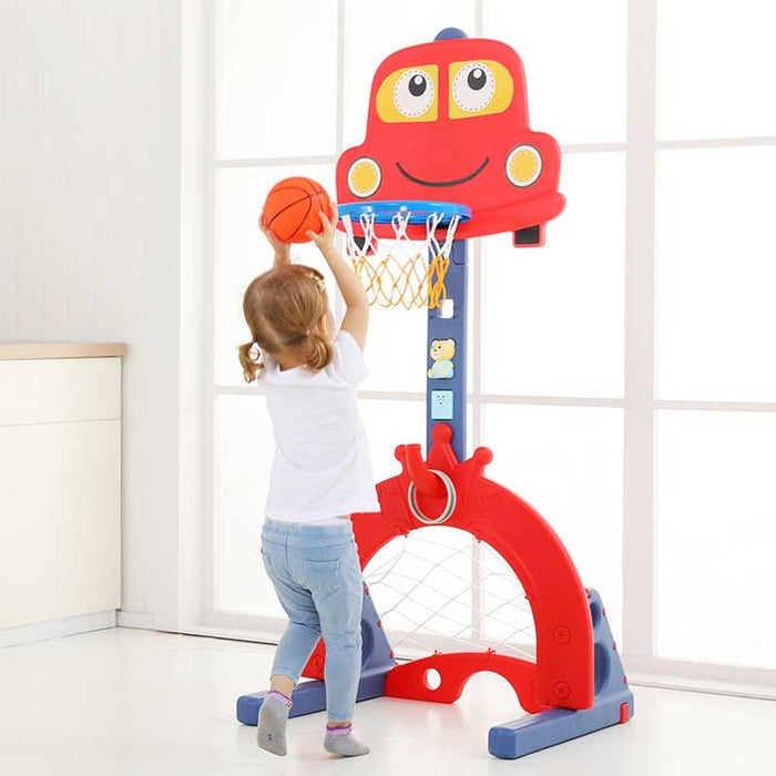 Интерактивен баскетболен кош Feelkids - 6 в 1, червен