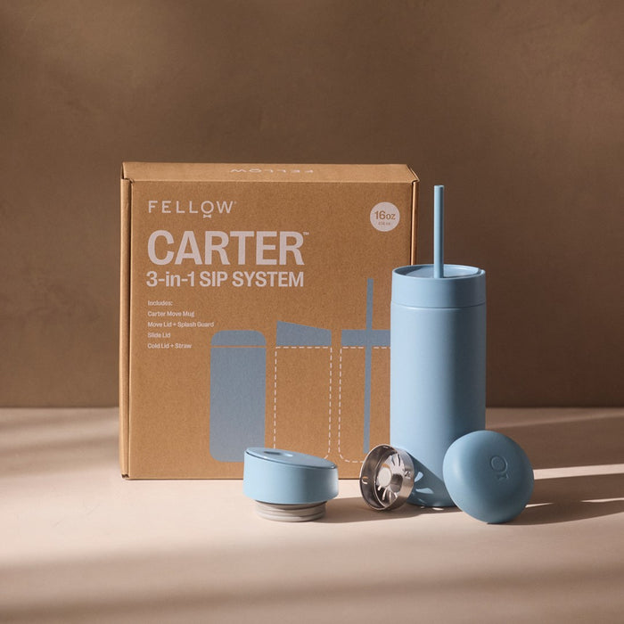 Fellow Carter Move Mug Чаша за пътуване 3 в 1 с 3 капака 473 мл, цвят прах/син