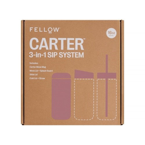 Fellow Carter Move Mug Чаша за пътуване 3 в 1 с 3 капака 473 мл, цвят прахово розово