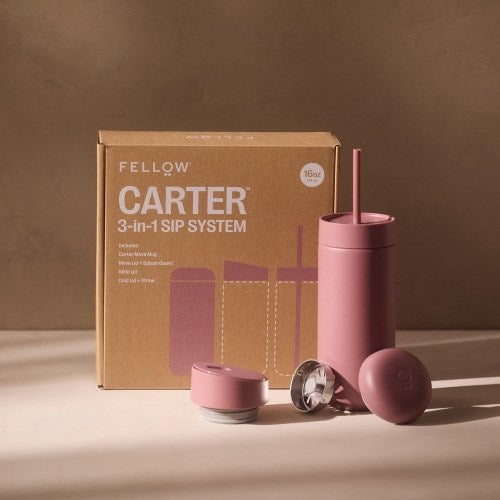 Fellow Carter Move Mug Чаша за пътуване 3 в 1 с 3 капака 473 мл, цвят прахово розово
