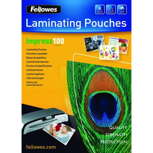 Fellowes A4 Glossy 100 Micron Laminating Pouch - 100 оп