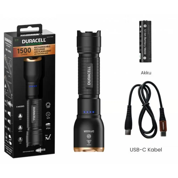 Фенерче Duracell DF1500R черно