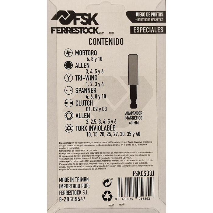 Съвет набор Ferrestock 33 pcs TS6, TS8, TS10 25 mm (32 pcs)