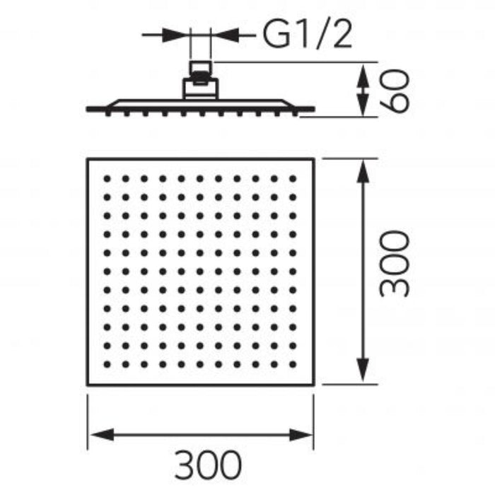 ДУШ ПИТА QUAD SLIM 300x300 ММ ЧЕРНА