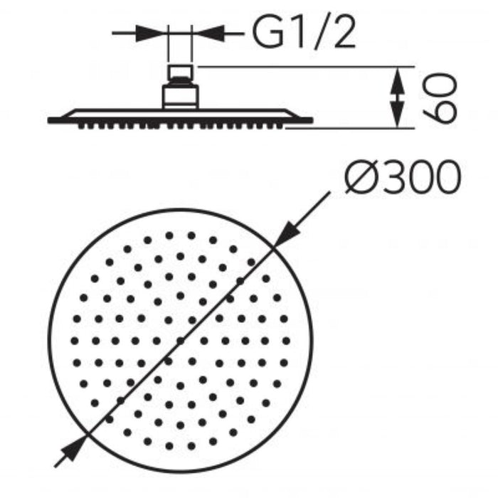 ДУШ ПИТА OVAL SLIM 300x300 ММ ЧЕРНА
