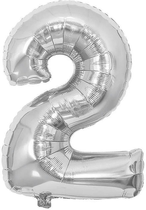 Балон Festa - Цифра 2, 81 cm, сребрист