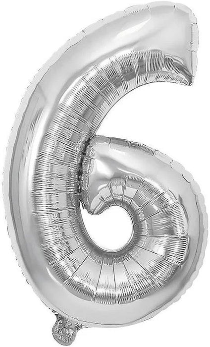 Балон Festa - Цифра 6, 81 cm, сребрист