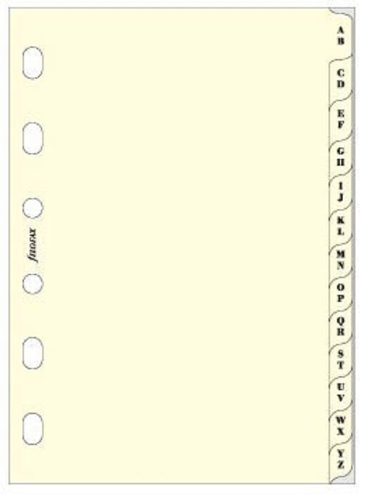 Пълнител за органайзер Filofax - Pocket, индекси A-Z