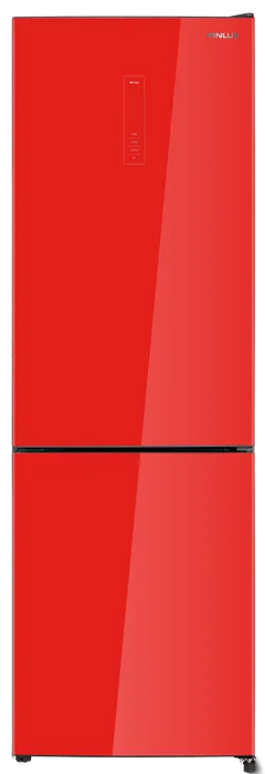 Хладилник с фризер Finlux FBN340R GLASS , 322 l, E , No Frost , Червено стъкло