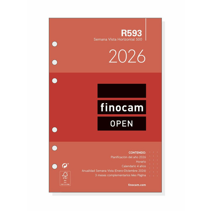 Резервна част за Дневник Finocam  OPEN R1093 2026 11,7 x 18,1 cm