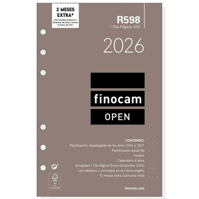Резервна част за Дневник Finocam OPEN R598 2026 11,7 x 18,1 cm