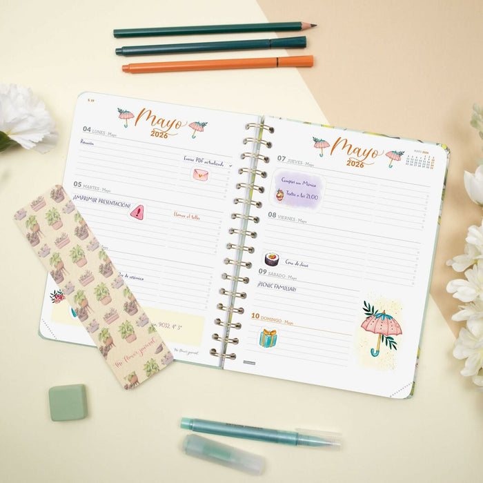 График Finocam THE FLOWER JOURNAL A5 15,5 x 21,2 cm Зелен 2026