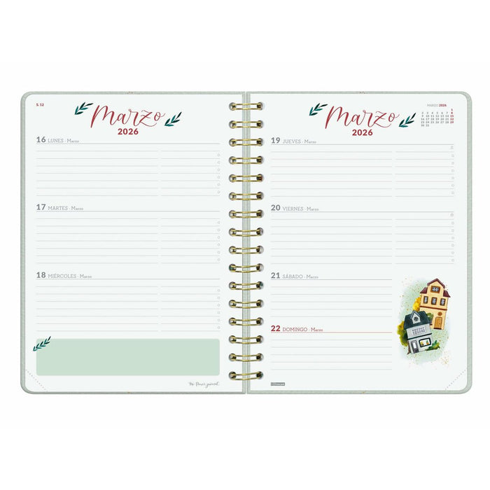 График Finocam THE FLOWER JOURNAL A5 15,5 x 21,2 cm Зелен 2026