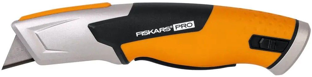 Макетен нож Fiskars - CarbonMax Pro Safety, с прибиращо се острие