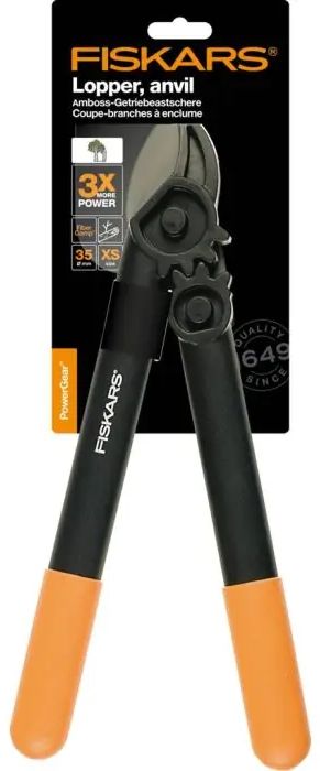 Градинска ножица за клони Fiskars - PowerGear, L31, с наковалня, 38.7 cm