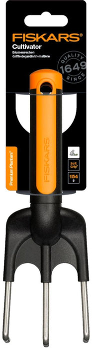 Градински култиватор Fiskars - Premium Planters, 3 зъба, 25 cm