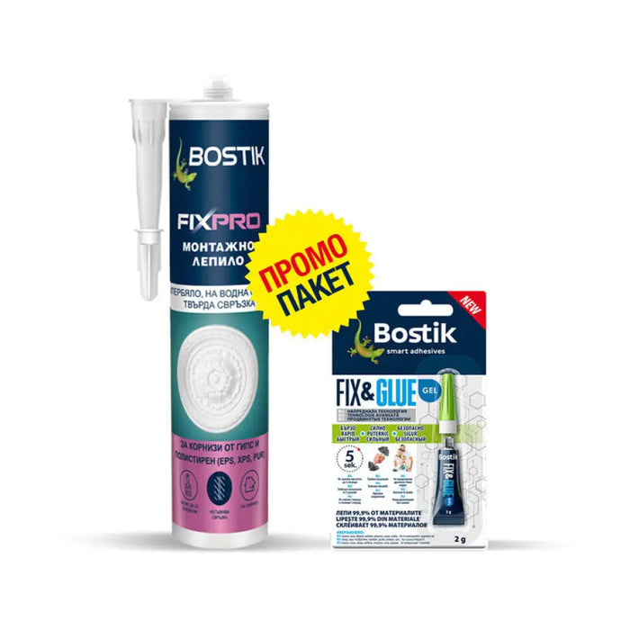 FIXPRO МОНТАЖНО ЛЕПИЛО ЗА КОРНИЗИ 300 ML + FIX&GLUE GEL 2G