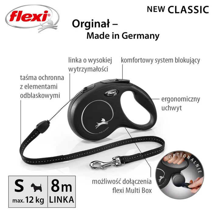 Flexi New CLASSIC 8 м Black Dog Прибиращ се повод