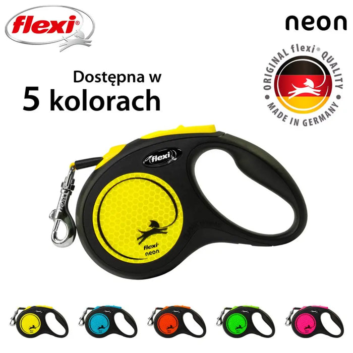 Flexi New NEON 5 м Черен Жълт Прибиращ се повод за кучета